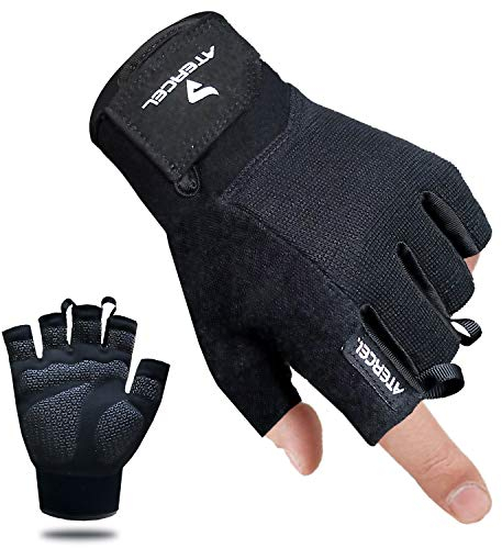 ATERCEL Fitness Handschuhe, Trainingshandschuhe für Crossfit, Bodybuilding, Radsport, Gym, Krafttraining, Sporthandschuhe für Damen und Herren(Schwarz, XS)