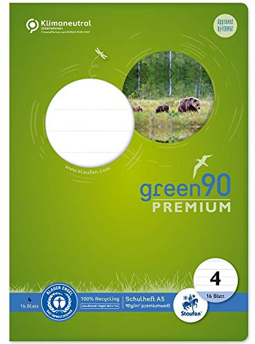 Staufen 040780004 - Quaderno a righe, rigatura 4, DIN A5, 16 fogli, 90 g/m², 10 mm, a righe, 1 pezzo