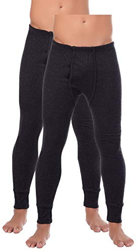BestSale247 2er Pack Herren Thermo Unterhose Lang Baumwolle (6 = L, Anthrazit)
