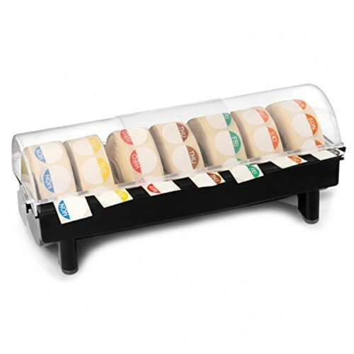 We Can Source It Ltd - Day Dot Food Label Dispenser with 7 Rolls of 1000 – 20mm Removable Safety Labels for Food Rotation – EHO Approved & Freezer Safe, Removable Adhesive