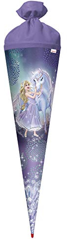ROTH Schultüte Königin im EIS Glitter 70 cm groß - rund Rot(h)-Spitze mit Filzverschluss - Zuckertüte Pferd Prinzessin Königin Glitzer