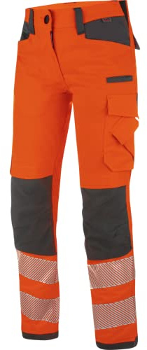 WÜRTH MODYF Warnschutz Bundhose Neon Damen - professionelle Arbeitshose für Damen - Warnschutzhose mit Knieschutztaschen - in der Größe 34 in Orange