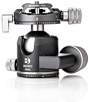 Benro GX35 Low Profile Ballhead with PU56 Plate, 35kg/77lb Capacity, Dual Panning, Aluminum, Arca-Swiss, Ultralight, Secure Locking Mechanism