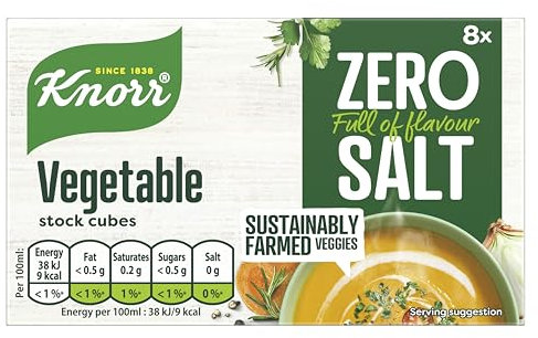 Knorr Vegetable Stock Cubes lactose- and gluten-free for delicious, zero-salt vegetable-based and vegetarian meals 8x 9 g