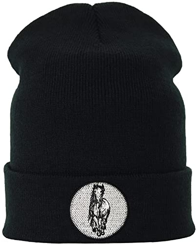Bonnet d'équitation Premium pour cavalier - Bonnet d'hiver avec motif de cheval blanc brodé Beanie unisexe en laine pour fille Accessoire pour les amateurs de chevaux Bonnet d'équitation