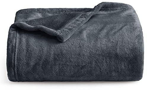 Oxford Homeware Fleece Blanket Sofa Throw Cuddly Reversible Soft Throws for Bed, Couch, Settee, Travel Lightweight and Breathable Blanket fit All Season (Grey, Throw/Single)