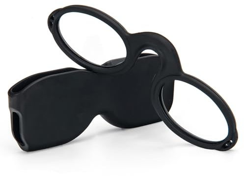 REAVEE Ultra Slim Armless Reading Glasses for Men Women, Small and Flat Readers Compact Pocket Size with Stick-on Case Holder,Black 2.0