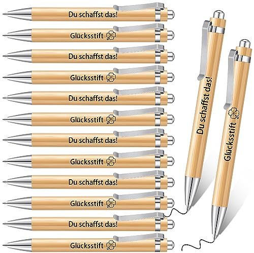 Tenare 12 Stück Glücksstift Inspirierende Kugelschreiber Geschenke Kugelschreiber mit Spruch Druckkugelschreiber für Prüfung Abitur Aufmunterung Genesung Kollegen Familien