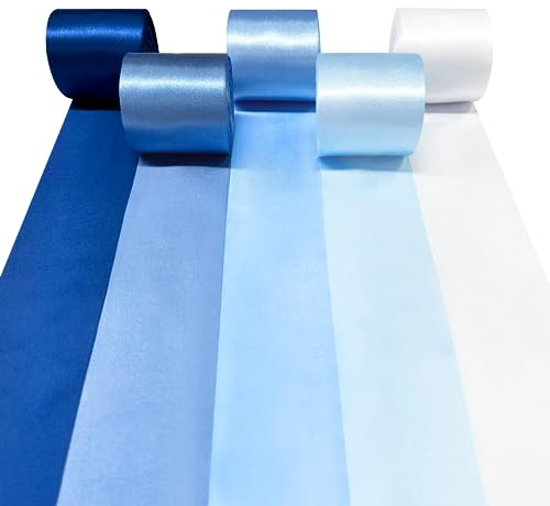 60m Staubblaues Satinband 50mm breit ombre blaues Band für DIY-Bastelarbeiten Geschenke Verpackungen Einladungskarten Party-Hintergrund Hochzeit Junggesellenabschied Geburtstag Brautparty Dekorationen