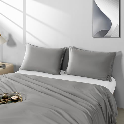 2 Pack Microfiber King Zipper Pillowcases, Soft Comfortable Not Shrink Dark Gray Pillow Case, Breathable Pillow Cases Set of 2 (20x36 Inches)