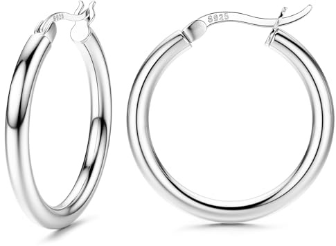 FIOROYAL kreolsk silver 925 för kvinnor örhängen silver 925 kreoler allergivänliga stora medelstora små örhängen kreoler ring för flickor 13/15/20/25/30/40/50 mm