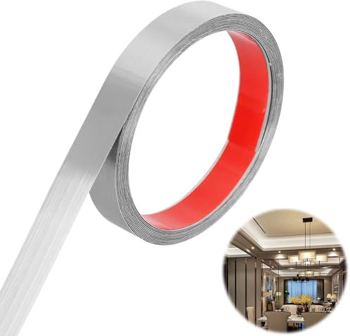 SVUPUE Wandleiste, Zierleisten Selbstklebend, 5m x 3cm Wandleisten Selbstklebend Edelstahl, für Dekoration von Räumen und zum Verdecken von Kratzern an Wänden Verwendet, Silber