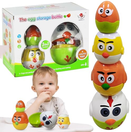 Regalo de Pascua, juguete apilable para bebés a partir de 1 año, torre apilable, regalo de Pascua, juguete apilable, juguete para huevos a partir de 8, 10, 11, 12 niños, juego de huevos de Pascua
