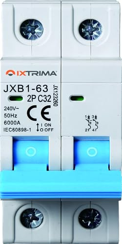 IXTRIMA Interruttore Magnetotermico Automatico, 2P 32A 220V 6kA, Bipolare MCB 2P C32