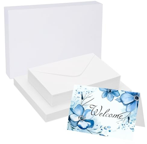 PATIKIL 25 Sets Cartes Aquarelle naturele Coton 140lb/300 GSM Cartes Postales Avec Enveloppes Pour Peinture Artistique Creatives, Format Pliable 4x6 Pouce (Boite Blanche)