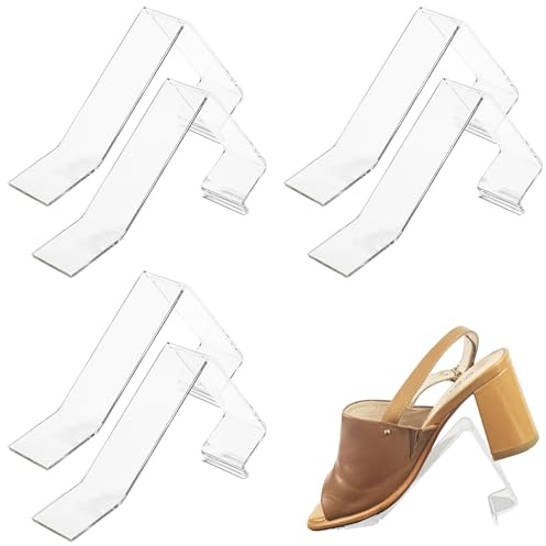 Niuhong 6 Pcs Espositore Sandalo Trasparente Supporto Scarpe Organico Acrilico Chiaro Sandali Stand Sandali Scarpe Presentazione Custodia Elastica Scarpe Supporti Scarpe (C)