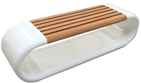 Banc de jardin circulaire en fibre de verre avec grand pot de fleurs – Banc de parc créatif en grain de bois pour l'intérieur et l'extérieur, parfait pour les jardins et les terrasses