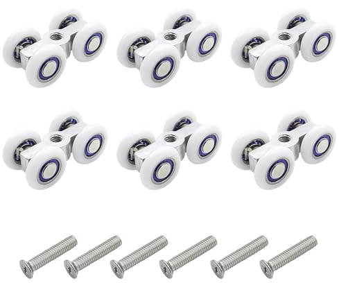 INNAL 6 Pezzi Rotelline Scorrevole Porta Con Viti Rulli Per Porte Finestre Scorrevoli Ruote Per Porte Scorrevoli Carrello Porta Scorrevole Facile Da Installare Per Accessori Doccia Cucine Balconi