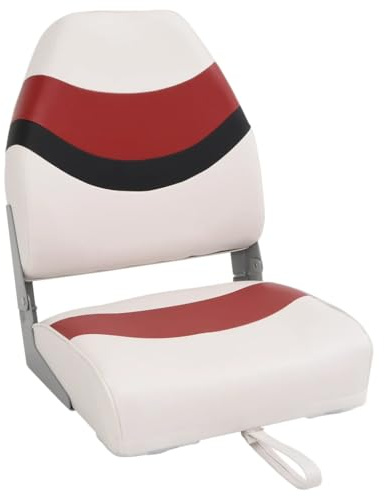 Generico Sedile per Barca con Schienale Alto Pieghevole 44x38x55 cm,Red And Black,4.8kg,4012131