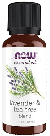NOW Essential Oils, Lavender & Tea Tree Oil, Stimulating Aromatherapy Scent, Blend of Pure Lavender Oil and Pure Tea Tree Oil, Vegan, Child Resistant Cap, 1-Ounce