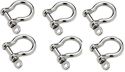 Six Marine Grade Stainless Steel Bow Shackles 1/8