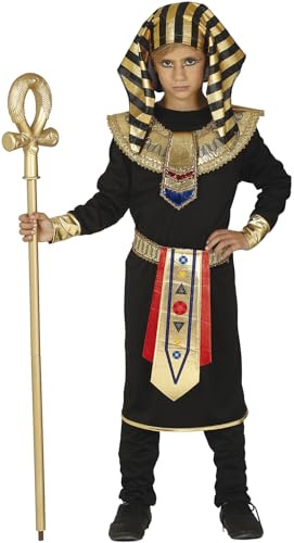FIESTAS GUIRCA Déguisement Costume Enfant Garçon Égyptien Pharaon 10-12 Ans, Schawrz, Noir/Doré