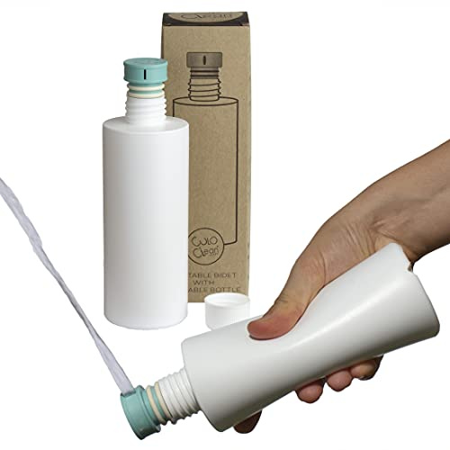 CuloClean Bärbar bidé med mjuk flaska - färdig att använda kit för intim hygien för resor, camping och toalett - alternativ till toalettpapper, diskret och återanvändbart (igue-marin)