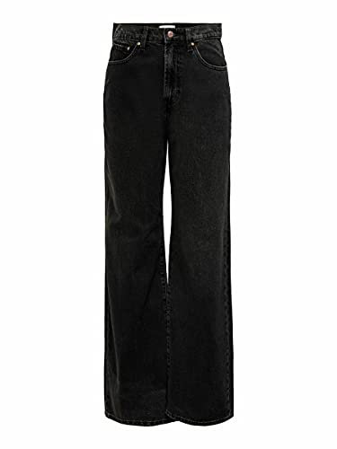 ONLY Wide fit Jeans ONLHOPE High Waist Wide Leg Fit Jeans Black Denim 30 32 Black Denim