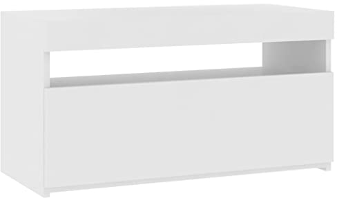 vidaXL TV Schrank mit LED-Leuchten Lowboard TV Möbel Tisch Board Sideboard Fernsehtisch Fernsehschrank HiFi-Schrank Weiß 75x35x40cm