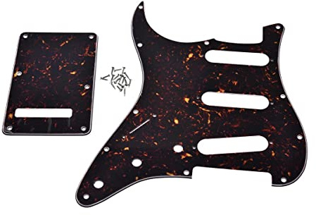 Dopro Lefty ST Strat SSS Pickguard Left Handed Tremolo Trem Cover Back Plate for USA/Mexican FD Dark Tortoise