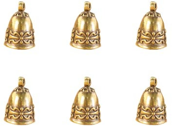 Vokowin 6Pcs Antique Vintage Jingle Brass Bells - Charms Pendants for Home Decorations and Keychain Accessories (K136-6)