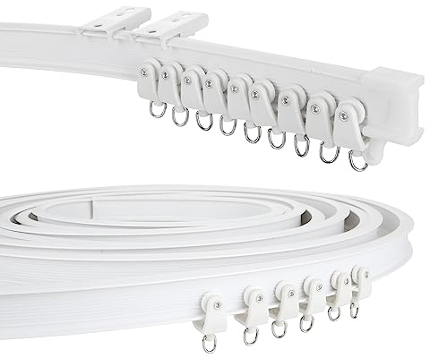AKOLAFE 7M Bendable Curtain Rail Heavy Duty 23ft Flexible Ceiling Curtain Track Ceiling Mounted Curtain Tracks and Fittings, Curtain Pole with Track Curtain System for Bay Window Room Dividers