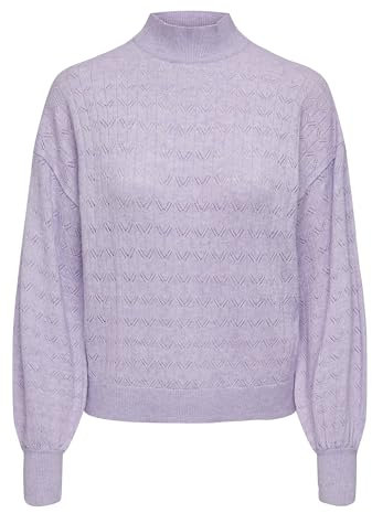 ONLY Damen Pullover Onlandria Ls Loose Highneck Cc KNT, Pastel Lilac/Detail:Melange,XL