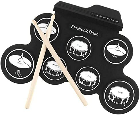 USB Roll Up Drum Practice Pad 7 Pads Silikon Elektroniskt Trumset 5 Stämningar 8 Demonstrationslåtar 3 Rytmer
