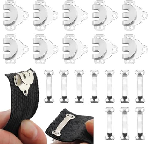 10PCS Trouser Fasteners Hook and Bar, Silver Hook and Eye Fastenings, Sew On Eye Fastener Closures, Bar Sewing Eye Fastener for Trousers, Clothing, Skirt, Dress, Sewing DIY Crafts