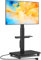 5Rcom Mobiler TV-Ständer auf Rädern für Flache Gebogene 32-55-Zoll-Fernseher, drehbarer rollbarer TV-Ständer mit Holzsockel, höhenverstellbar, mit einem Regal, max. VESA 400 x 400 mm, bis zu 35 kg