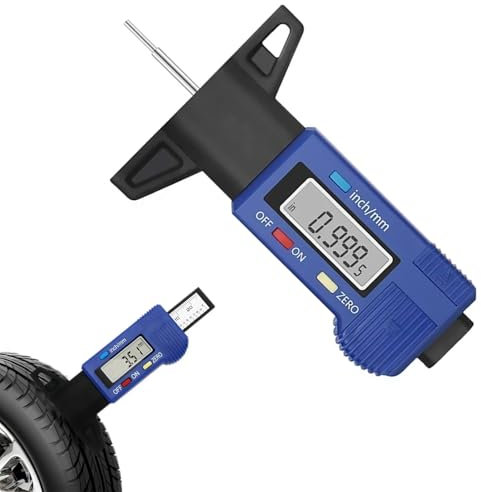 Digitale Misuratore di Profondità Battistrada, Misuratore Battistrada Pneumatici, Calibro per Spessore Battistrada, Profondimetro per Pneumatici, Misuratore di Calibro Pneumatico, 0-25,4mm