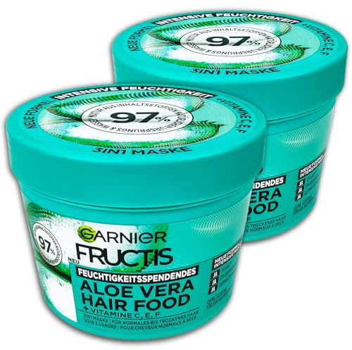2 er Pack Garnier Fructis Haarkur Aloe Vera Hair Food 3in1 Maske Normales & Trockenes Haar 2 x 400ml