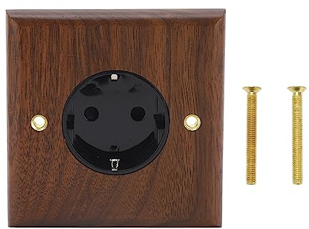 Caquetón de Pared de Nogal 86 x 88mm, Zócalo de Interruptor de Electricidad 10A, Interruptor de Luz de Pared de Madera para Dormitorio, Cocina, Casa
