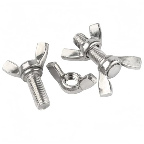 Rummyluck M6 x 16 mm rostfritt stål vingskruvar fjärilsbultsats med slingmuttrar (5 uppsättningar)
