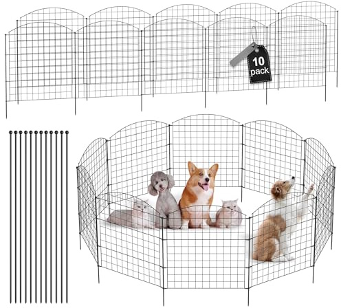YRHome Lot de 10 clôtures de jardin en métal - Clôture décorative pour parterre de jardin et animaux - Avec 12 barres de fixation - Anthracite