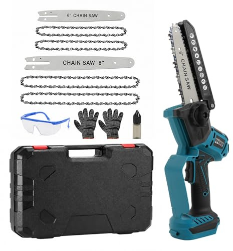 ZHDPYHDD Mini motosega senza spazzole, 15,2 e 20,3 cm, con motore da 600 W, motosega a mano per taglio del legno, giardinaggio e cura degli alberi, compatibile con batteria Makita da 18 V (senza