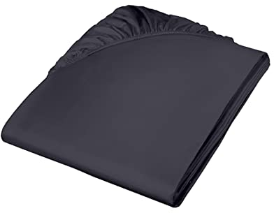 Fleuresse Colours Spannbettlaken, Uni-Mako-Satin, schwarz, 160 x 200 cm