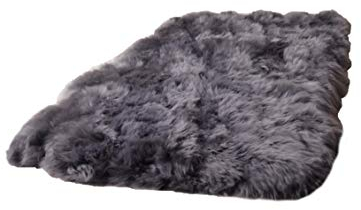 Natural Asan Designer Cordero Alfombra Techo Oscuro, flokati, Shaggy, Natur-Fell-Shop – Alfombra de Piel de Oveja Alfombra Gris Oscuro 70 x 140 cm