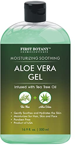First Botany Aloe Vera Gel from 100 Percent Pure Aloe Infused with Tea Tree Oil 16.9 fl oz | 500 ml