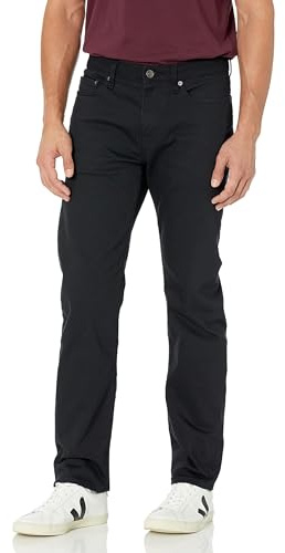 Amazon Essentials Pantalón Vaquero Elástico de Ajuste Recto - colores interrumpidos Hombre, Negro, 40W / 32L