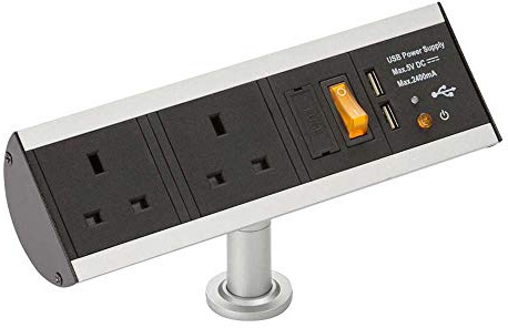 Knightsbridge SK0011 2G Desktop Power Station with 2.4A Dual USB Charger, 13A, Black, Twin Socket with USB