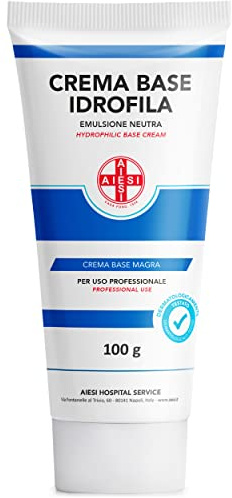 AIESI® Crème Base hydrophile (100 g), Crème hydratante restructurante pour le visage et le corps idéale pour peau sèche, Usage pharmaceutique, cosmétique et dermatologique, Made in Italy