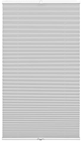 GARDINIA Plissee Concept Tageslicht, Blickdichtes Faltrollo, Alle Montage-Teile inklusive, EASYFIX Plissee verspannt mit Zwei Bedienschienen, Grau, 40 x 130 cm (BxH)