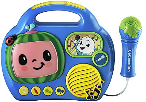 KIDdesigns Cocomelon My First Sing-Along Toddler Boombox with Built in Microphone